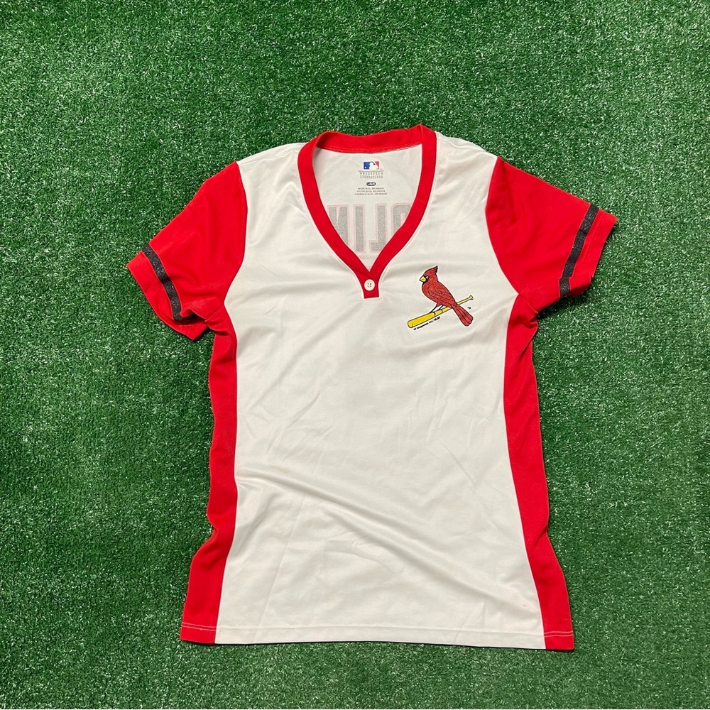 Women’s Red and White Baseball Shirt